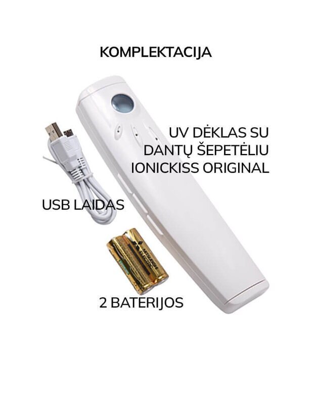 UV dėklas - sterilizatorius (su joniniu dantų šepetėliu IONICKISS) Naujas!